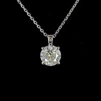 14K White Gold Round Brilliant Cut Lab Diamond Solitaire Pendant - 1.02 Carats Total Diamond Weight D VVS2 - Covaloro Fine Jewelry
