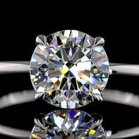 14K White Gold Round Brilliant Cut Lab Diamond Solitaire Ring - 1.76 Carat Total Diamond Weight - D VVS2 IGI Certified - Covaloro Fine Jewelry