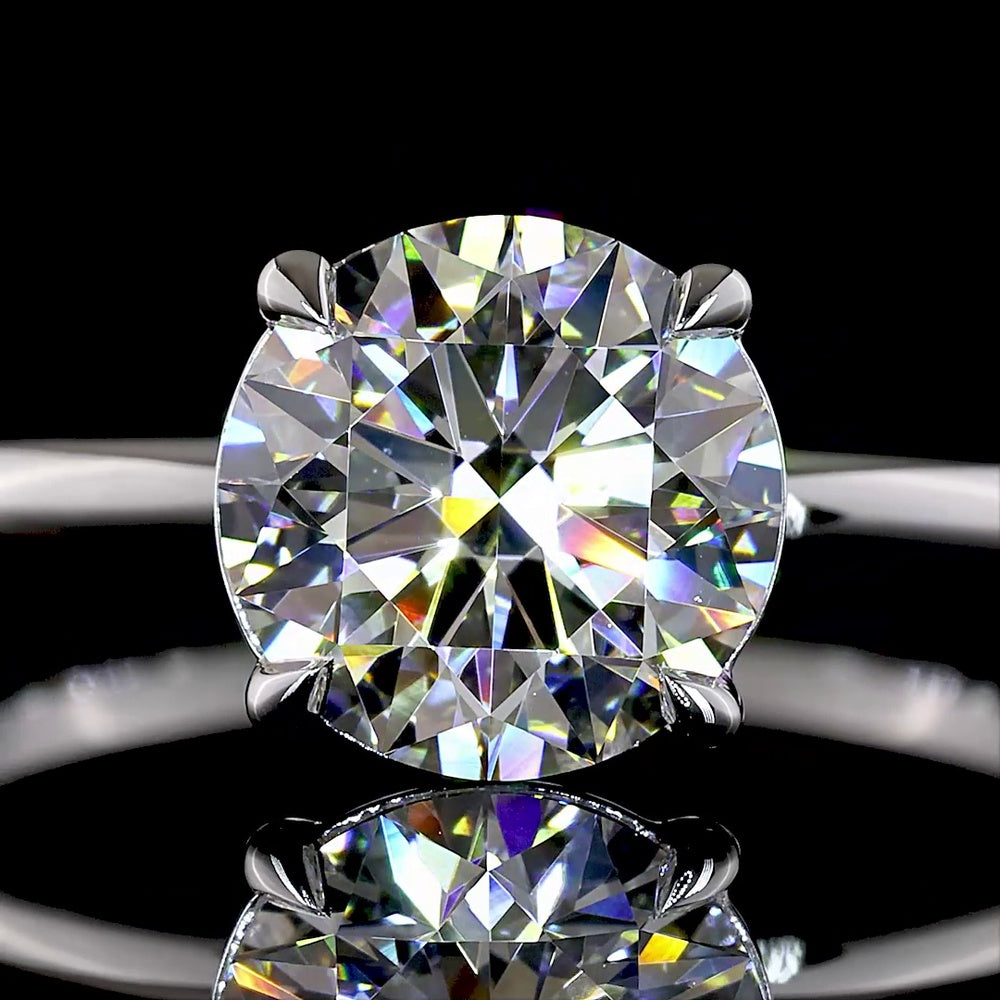 14K White Gold Round Brilliant Cut Lab Diamond Solitaire Ring - 1.76 Carat Total Diamond Weight - D VVS2 IGI Certified - Covaloro Fine Jewelry