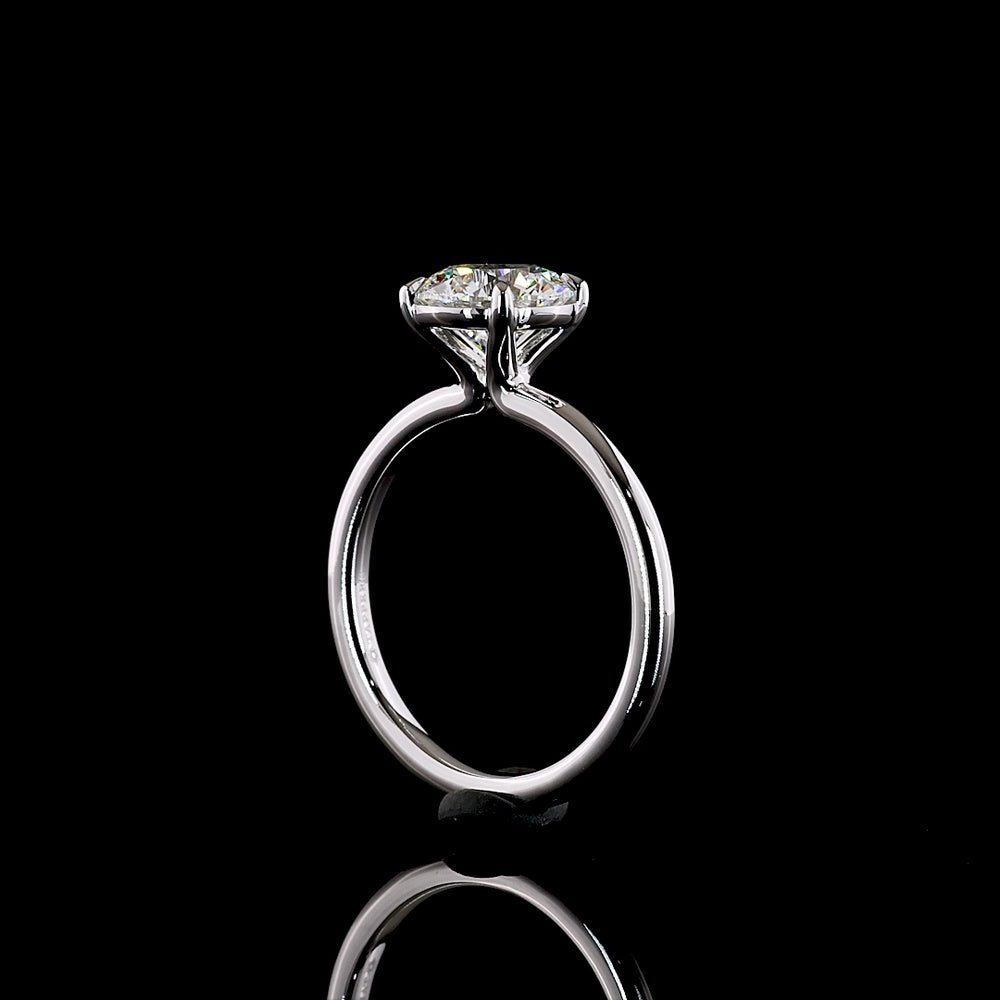 14K White Gold Round Brilliant Cut Lab Diamond Solitaire Ring - 1.76 Carat Total Diamond Weight - D VVS2 IGI Certified - Covaloro Fine Jewelry