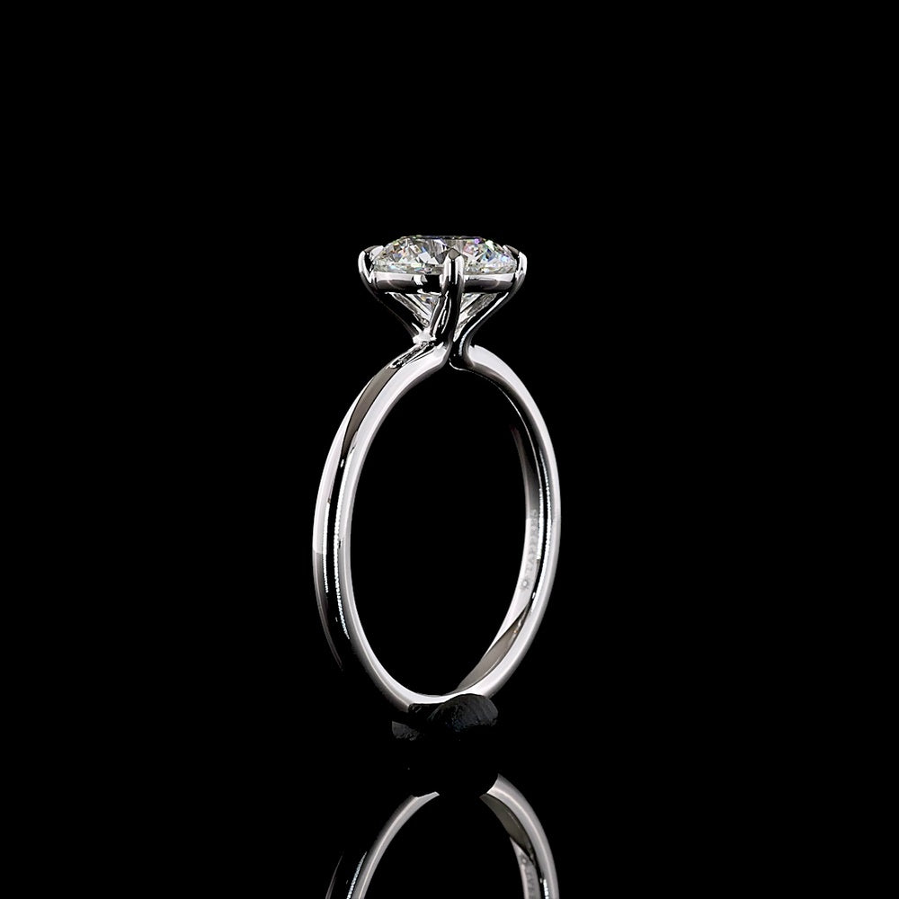 14K White Gold Round Brilliant Cut Lab Diamond Solitaire Ring - 1.76 Carat Total Diamond Weight - D VVS2 IGI Certified - Covaloro Fine Jewelry