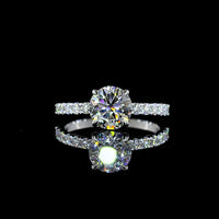 14K White Gold Round Brilliant Cut Lab Diamond Solitaire Shank Ring - 1.94 Carat Total Weight (1.51 Carat Center D VVS2 with 0.43 Carat Accent Stones), IGI Certified - Covaloro Fine Jewelry