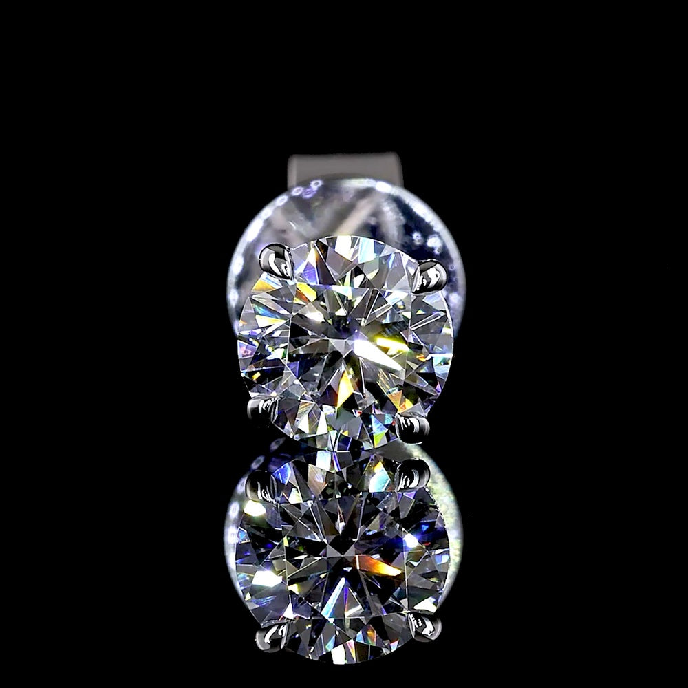 14K White Gold Round Brilliant Cut Lab Diamond Stud Earrings - 0.72 Carat Total Weight (E-F Color, VS2 Clarity, 4-Prong Setting) - Covaloro Fine Jewelry