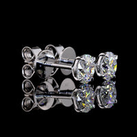 14K White Gold Round Brilliant Cut Lab Diamond Stud Earrings - 1.06 Carat Total Weight (E-F Color, VS1 Clarity) - Covaloro Fine Jewelry