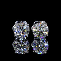 14K White Gold Round Brilliant Cut Lab Diamond Stud Earrings - 2.00 Carat Total Weight (E-F Color, VS1 Clarity) - Covaloro Fine Jewelry