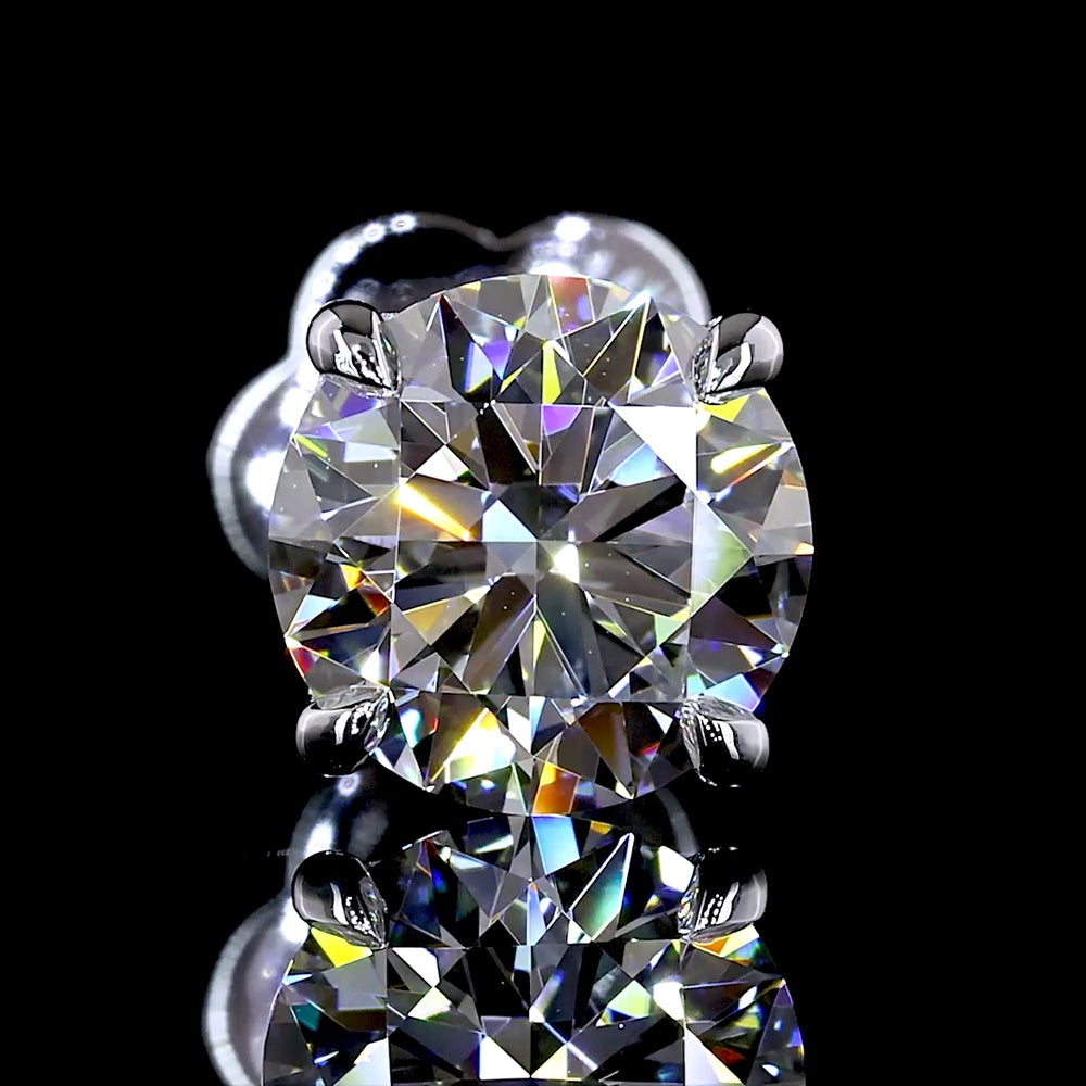 14K White Gold Round Brilliant Cut Lab Diamond Stud Earrings - 2.00 Carat Total Weight (E-F Color, VS1 Clarity) - Covaloro Fine Jewelry