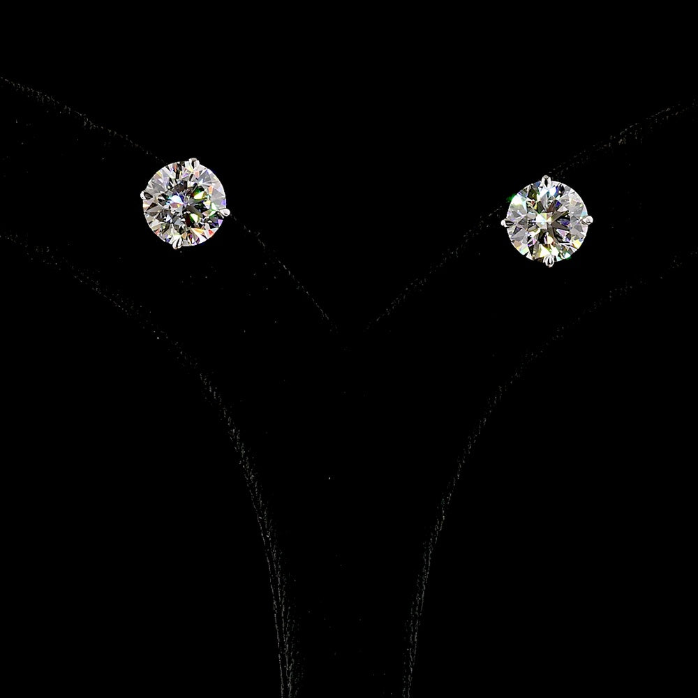14K White Gold Round Brilliant Cut Lab Diamond Stud Earrings - 2.48 Carat Total Weight (E-F Color, VS1 Clarity, Four Prong Setting) - Covaloro Fine Jewelry