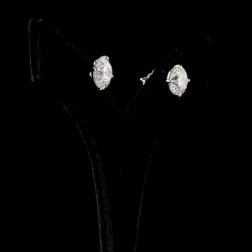 14K White Gold Round Brilliant Cut Lab Diamond Stud Earrings - 2.48 Carat Total Weight (E-F Color, VS1 Clarity, Four Prong Setting) - Covaloro Fine Jewelry