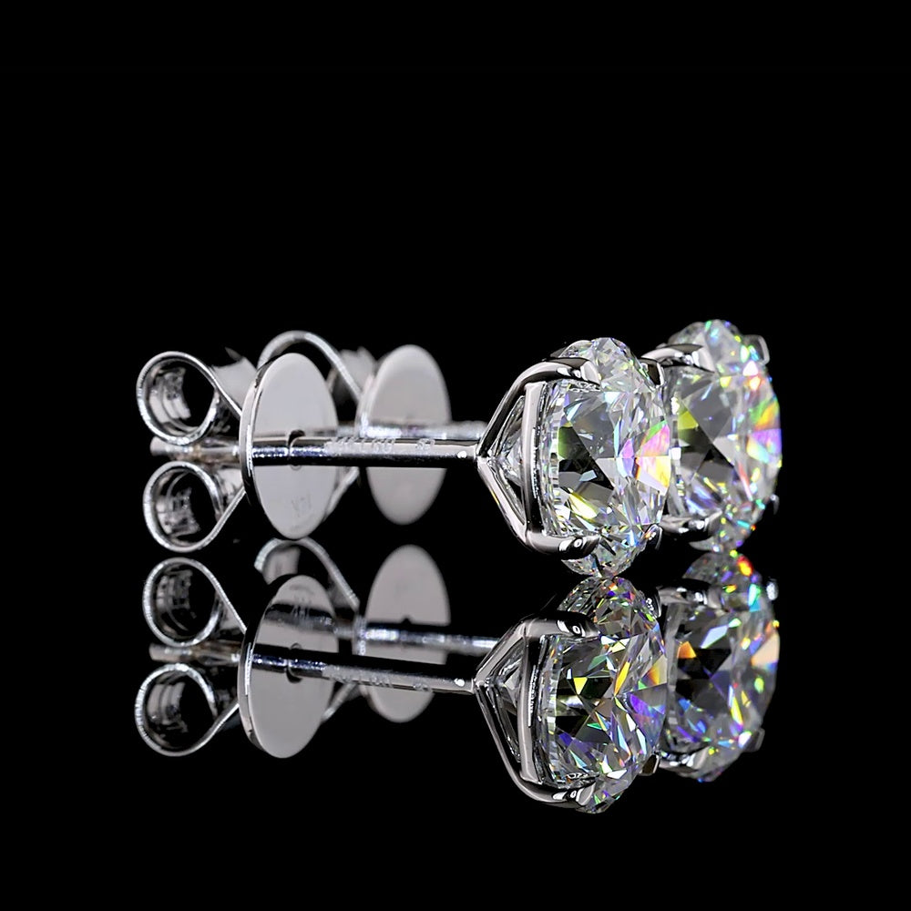 14K White Gold Round Brilliant Cut Lab Diamond Stud Earrings - 2.52 Carat Total Weight, E-F Color, VS1 Clarity - Covaloro Fine Jewelry