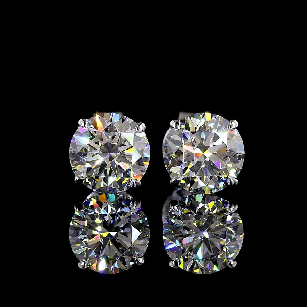 14K White Gold Round Brilliant Cut Lab Diamond Stud Earrings - 2.52 Carat Total Weight, E-F Color, VS1 Clarity - Covaloro Fine Jewelry