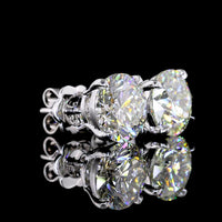 14K White Gold Round Brilliant Cut Lab Diamond Stud Earrings - 5.43 Carat Total Weight, IGI Certified VS1 Clarity - Covaloro Fine Jewelry