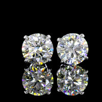 14K White Gold Round Brilliant Cut Lab Diamond Stud Earrings - 5.43 Carat Total Weight, IGI Certified VS1 Clarity - Covaloro Fine Jewelry