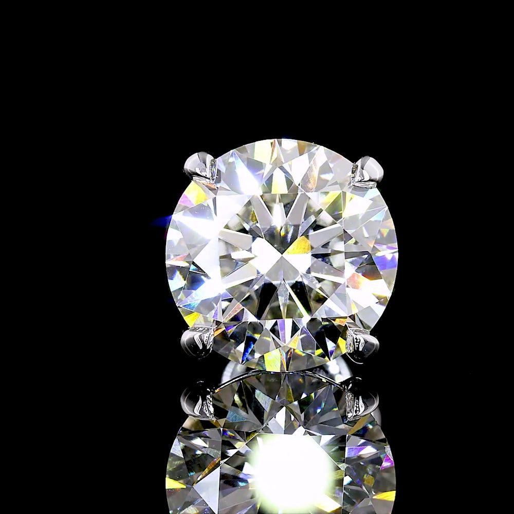 14K White Gold Round Brilliant Cut Lab Diamond Stud Earrings - 5.43 Carat Total Weight, IGI Certified VS1 Clarity - Covaloro Fine Jewelry