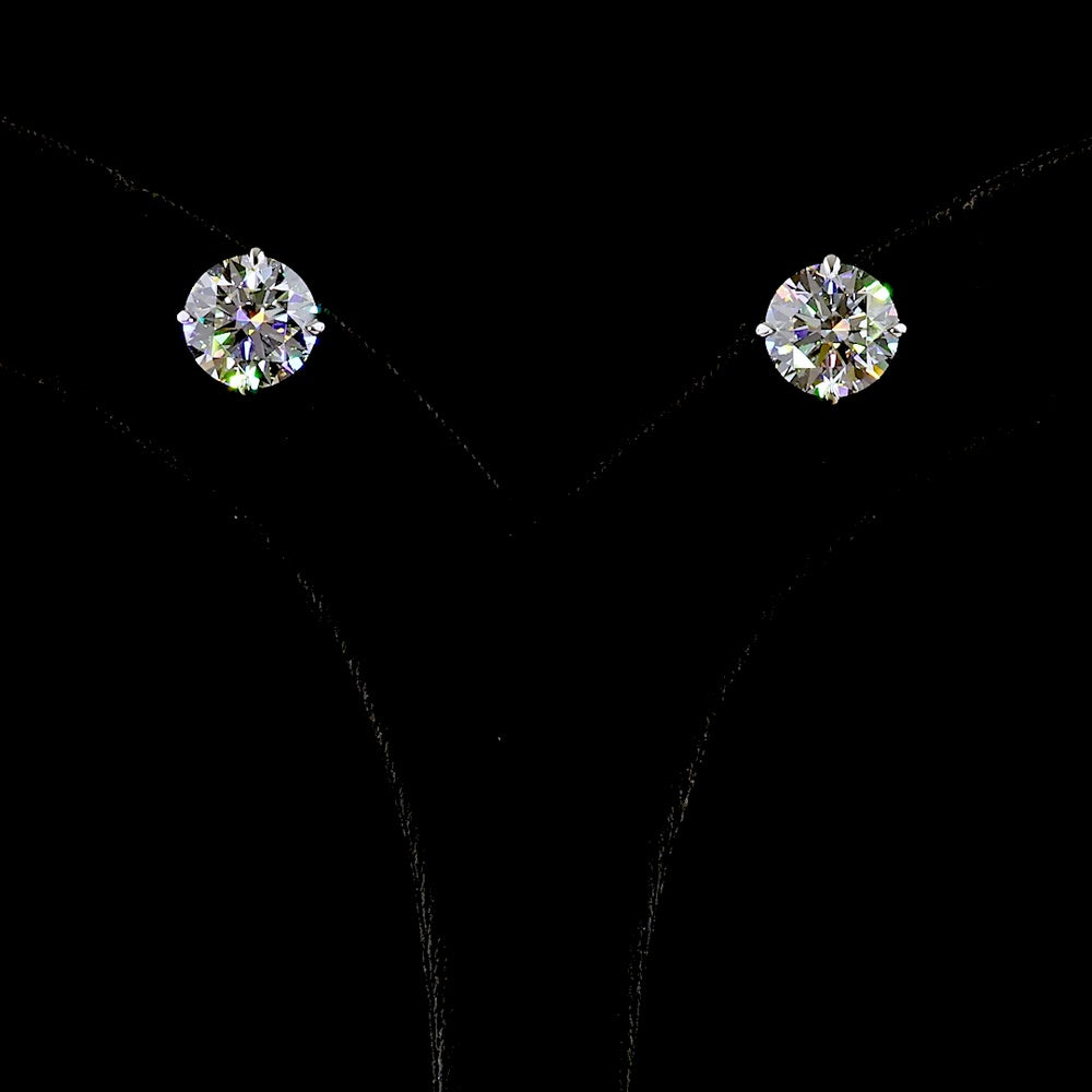 14K White Gold Round Brilliant Cut Lab Diamond Stud Earrings - 6.52 Carat Total Weight (E-F Color, VS1 Clarity) with Four Prong Setting - Covaloro Fine Jewelry
