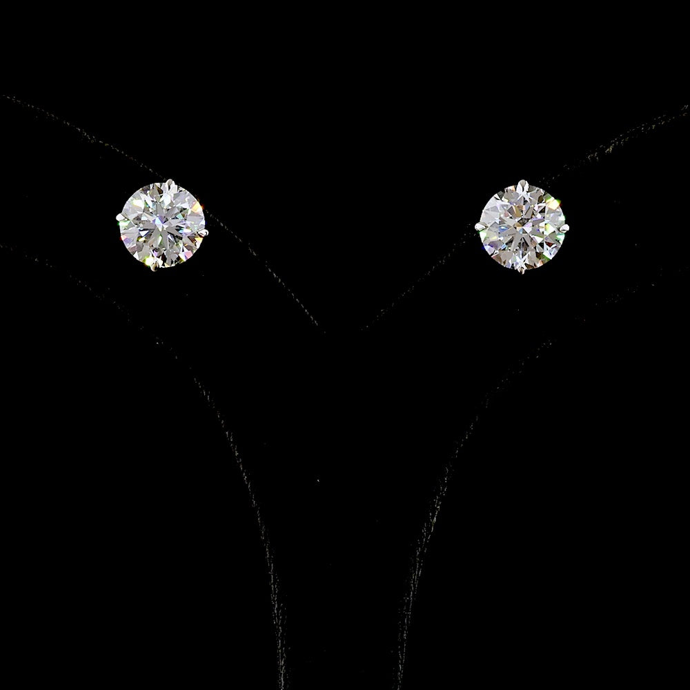 14K White Gold Round Brilliant Cut Lab Diamond Stud Earrings - 7.57 Carat Total Diamond Weight (F VS1) - Covaloro Fine Jewelry