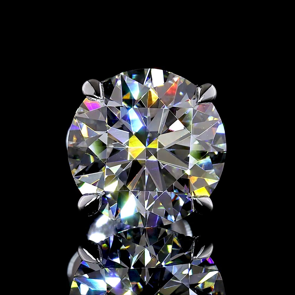 14K White Gold Round Brilliant Cut Lab Diamond Stud Earrings with Halo - 3.62 Carat Total Weight (E-F Color, VS1-VVS2 Clarity) - Covaloro Fine Jewelry
