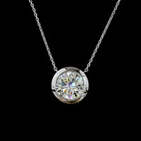 14K White Gold Round Brilliant Cut Lab-Grown Diamond Solitaire Pendant with Bezel Setting - 4.08 Carat Total Weight, E-F Color, VVS2 Clarity, IGI Certified - Covaloro Fine Jewelry