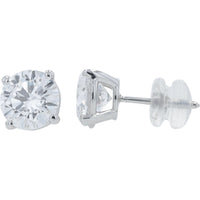 14K White Gold Round Brilliant Cut Lab Grown Diamond Stud Earrings - 3.00 Carat Total Diamond Weight