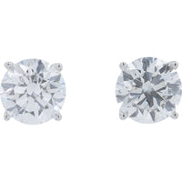 14K White Gold Round Brilliant Cut Lab Grown Diamond Stud Earrings - 3.00 Carat Total Diamond Weight