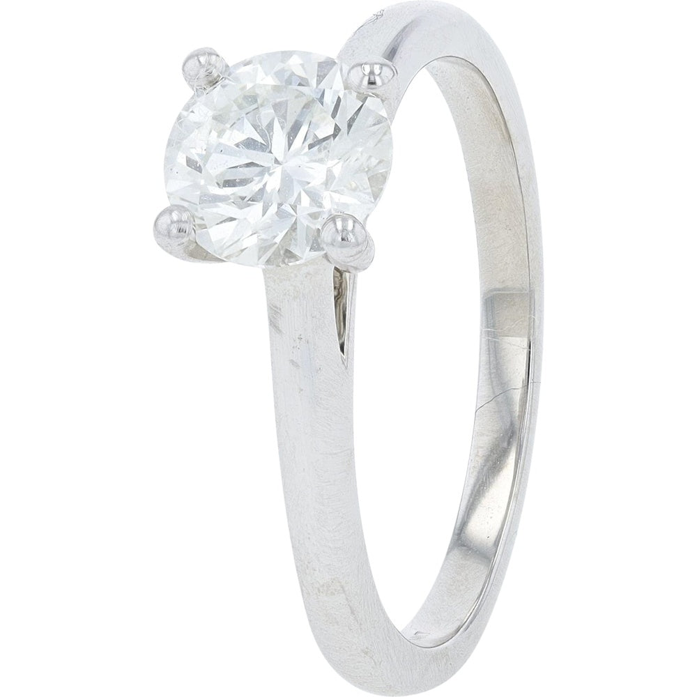 14K White Gold Round Brilliant Cut Solitaire Engagement Ring with 1.00 Carat Lab Grown Diamond