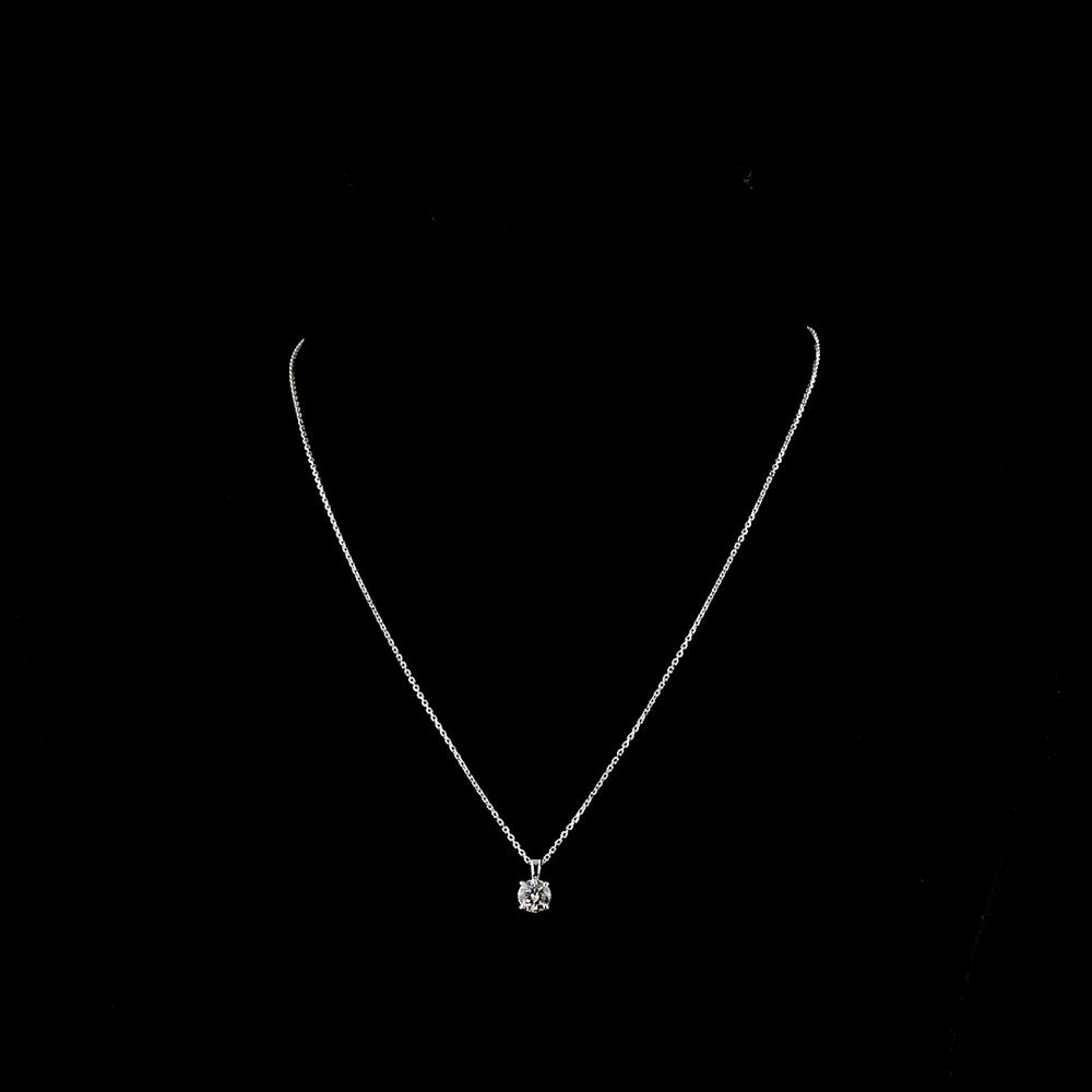 14K White Gold Round Brilliant Cut Solitaire Pendant with 0.73 Carat Lab Grown Diamond, E Color VS Clarity - Covaloro Fine Jewelry