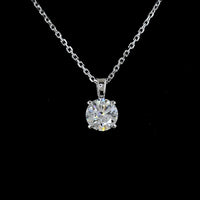 14K White Gold Round Brilliant Cut Solitaire Pendant with 0.73 Carat Lab Grown Diamond, E Color VS Clarity - Covaloro Fine Jewelry