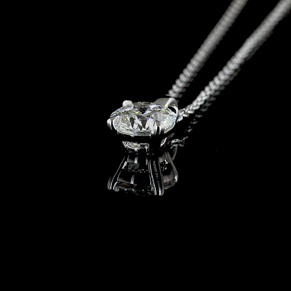 14K White Gold Round Brilliant Cut Solitaire Pendant with 0.73 Carat Lab Grown Diamond, E Color VS Clarity - Covaloro Fine Jewelry