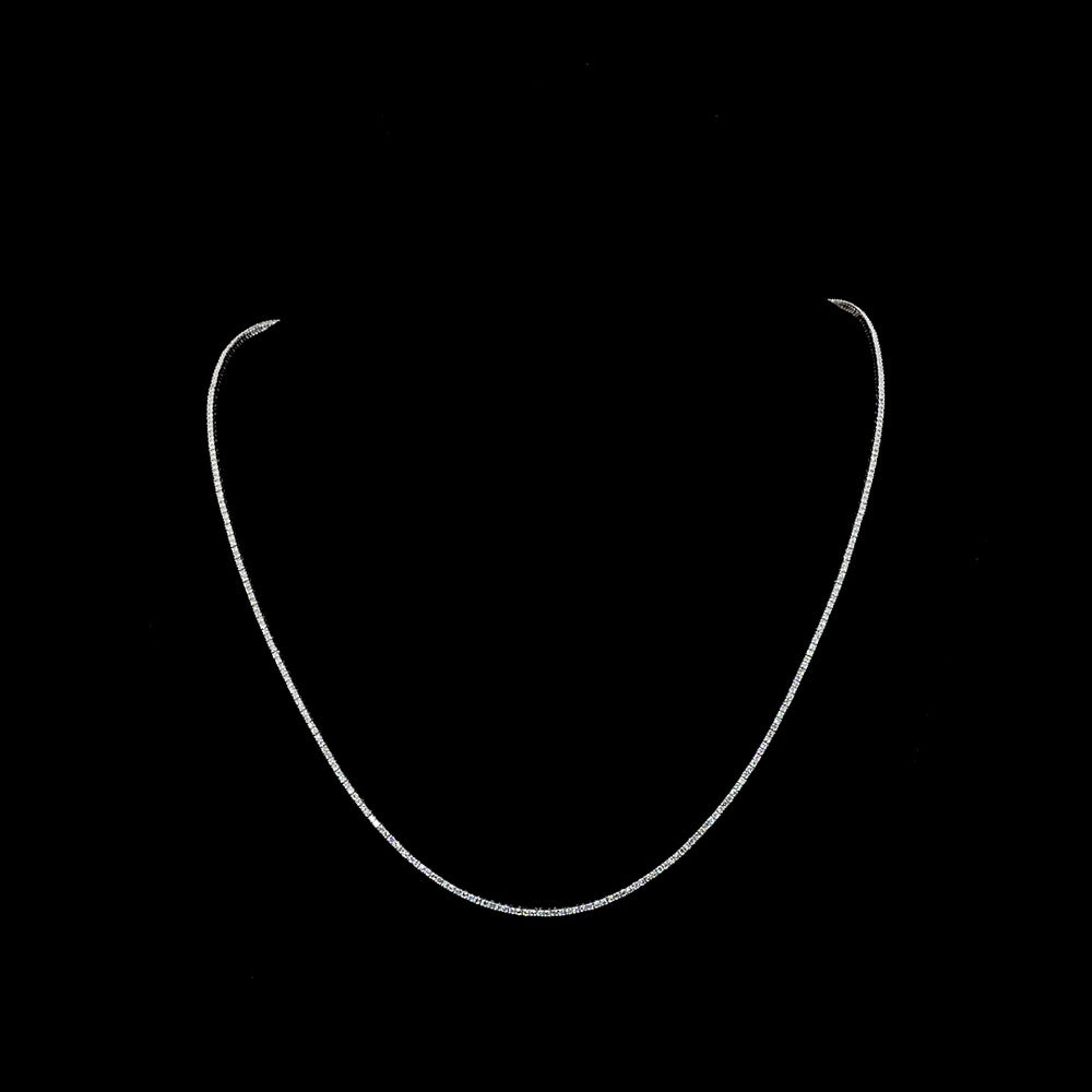 14K White Gold Round Brilliant Cut Tennis Necklace with 3.54 Carats of Lab-Grown Diamonds (E-F Color, VS Clarity) - 366 Prong-Set Stones - Covaloro Fine Jewelry