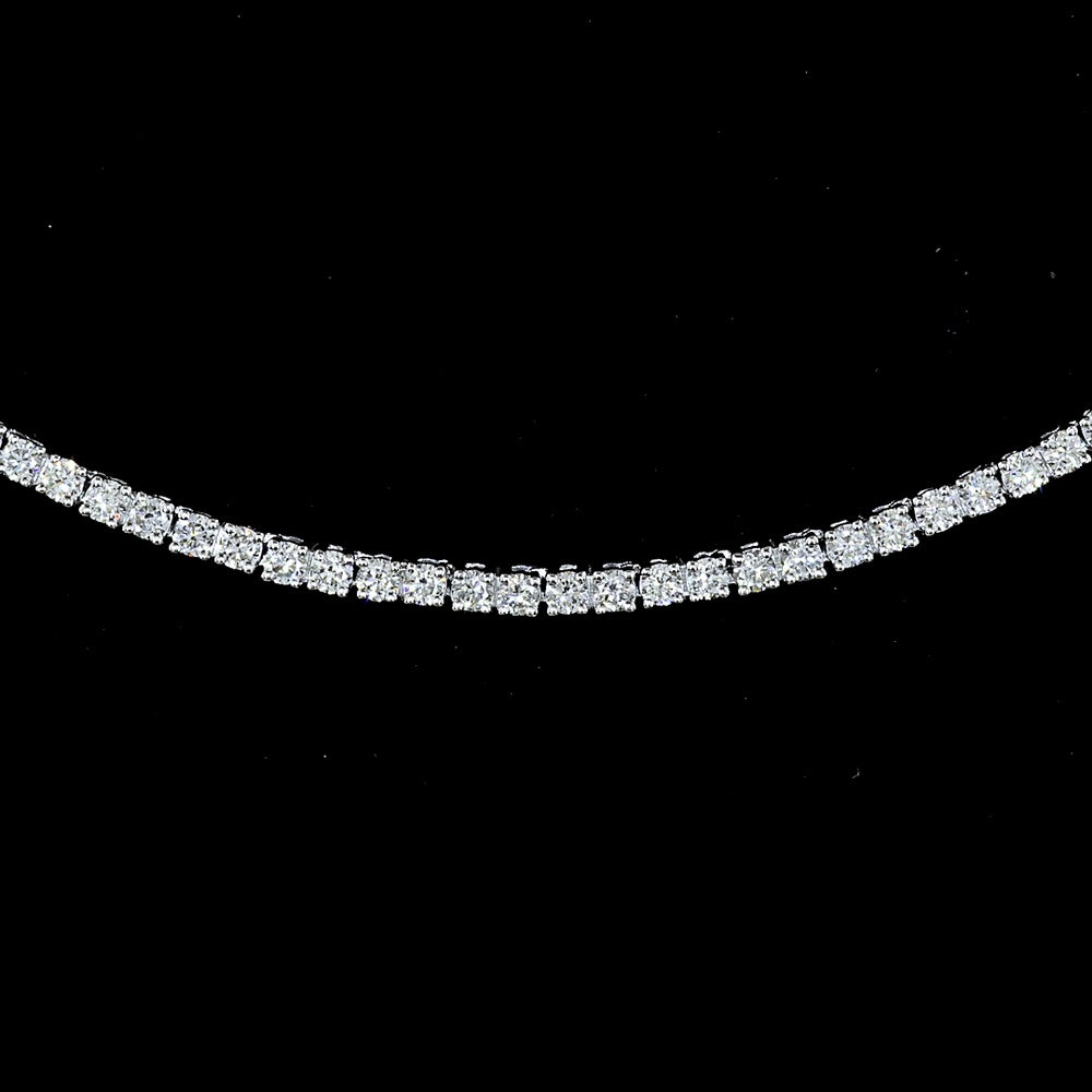 14K White Gold Round Brilliant Cut Tennis Necklace with 3.54 Carats of Lab-Grown Diamonds (E-F Color, VS Clarity) - 366 Prong-Set Stones - Covaloro Fine Jewelry