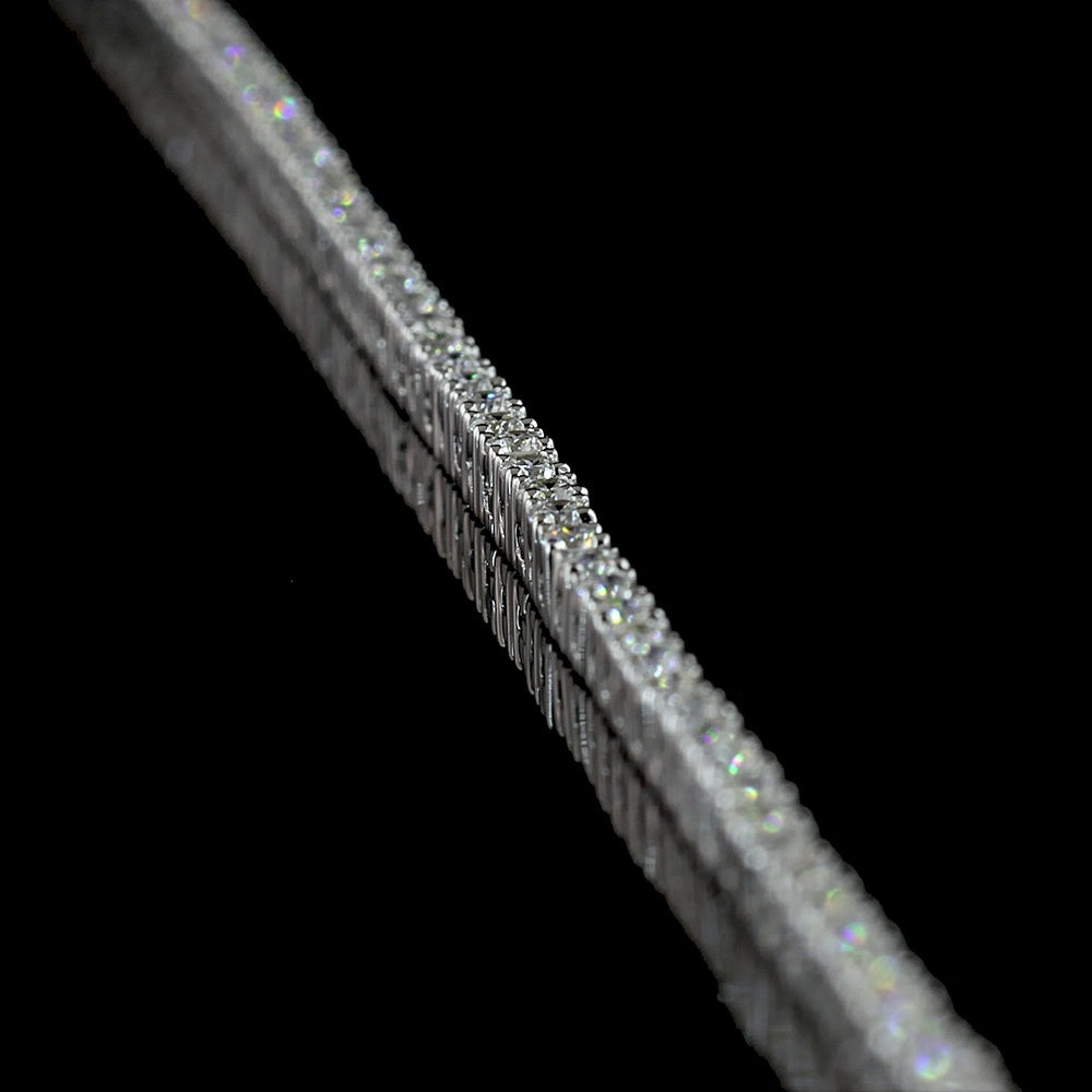 14K White Gold Round Brilliant Cut Tennis Necklace with 3.54 Carats of Lab-Grown Diamonds (E-F Color, VS Clarity) - 366 Prong-Set Stones - Covaloro Fine Jewelry