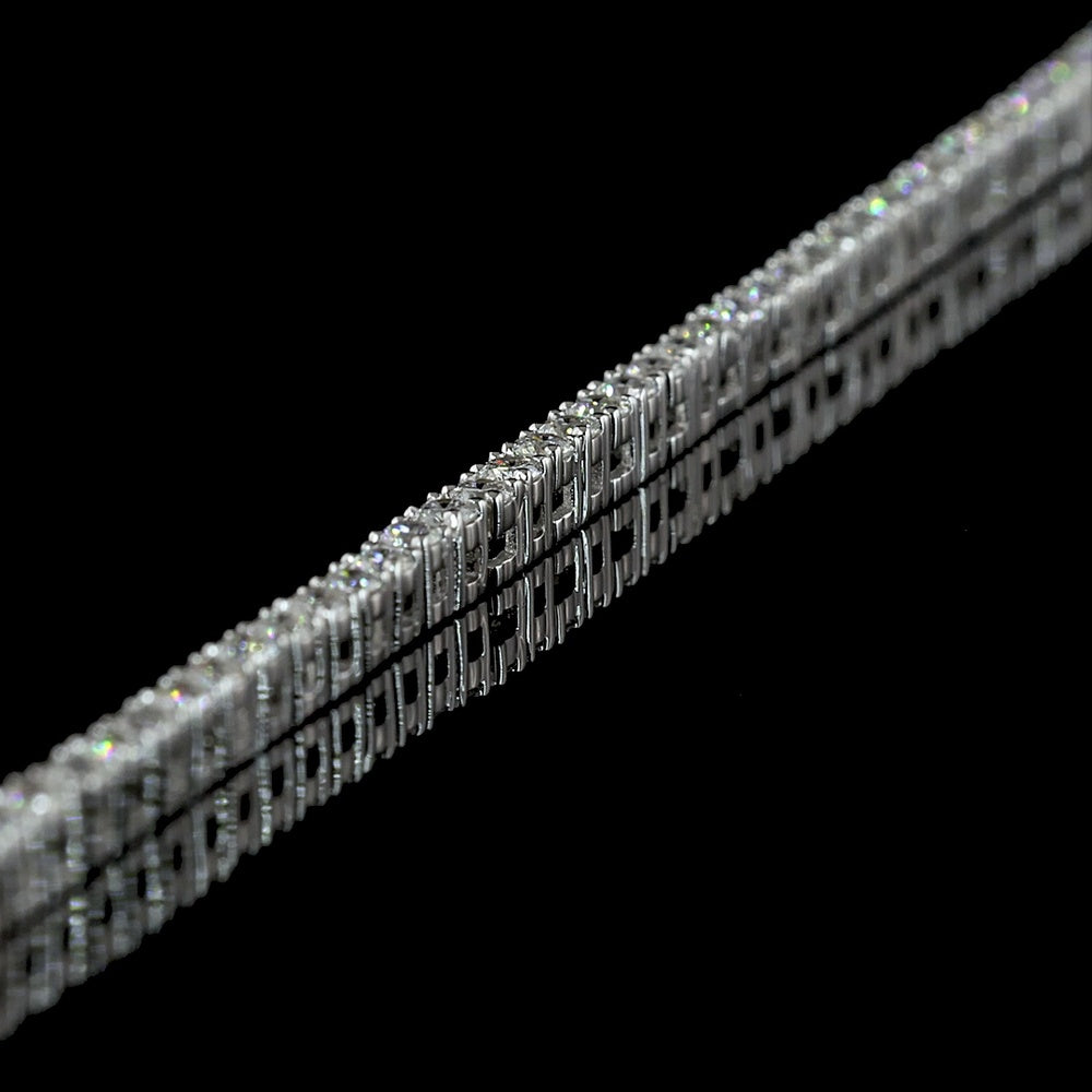 14K White Gold Round Brilliant Cut Tennis Necklace with 3.54 Carats of Lab-Grown Diamonds (E-F Color, VS Clarity) - 366 Prong-Set Stones - Covaloro Fine Jewelry