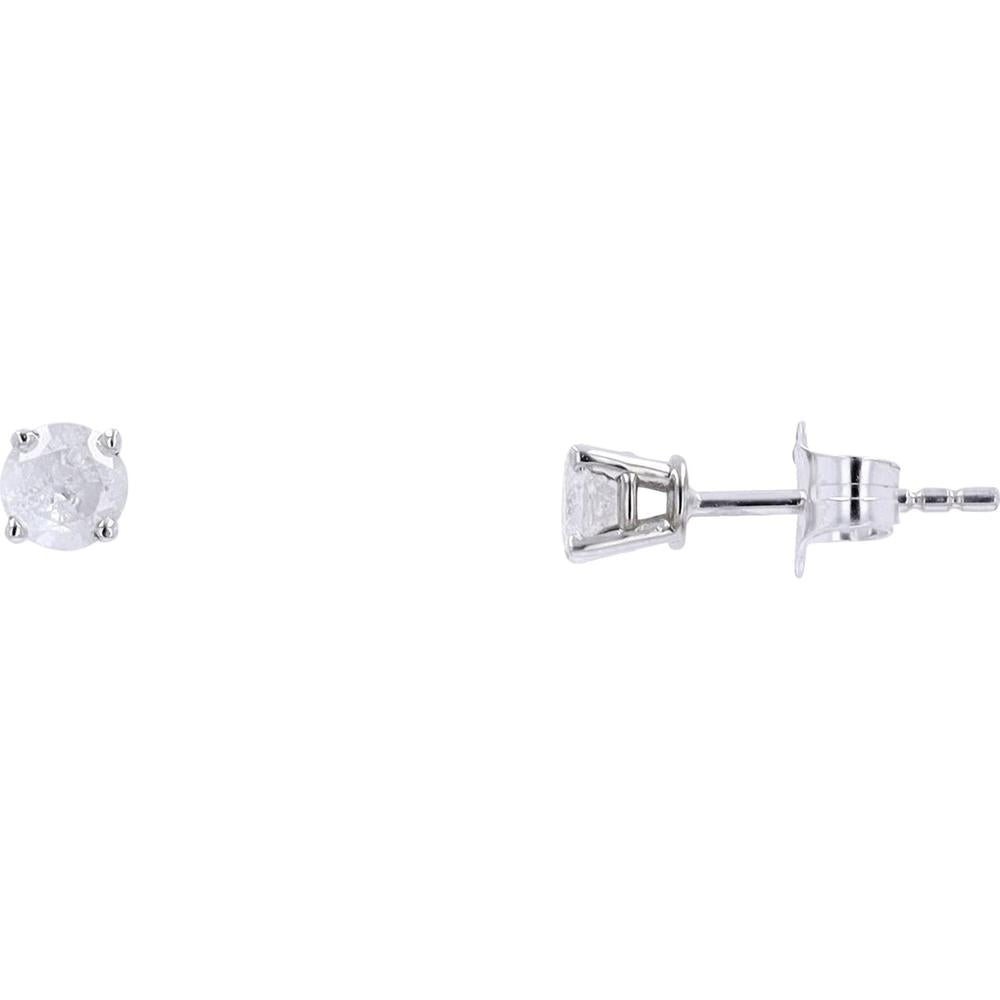 14K White Gold Round Brilliant Diamond Stud Earrings - 0.40 Carat Total Diamond Weight