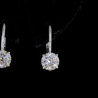 14K White Gold Round Brilliant Hanging Earrings with Lab Diamonds - Total 2.11 Carat Weight, E-F Color VVS2 Clarity - Covaloro Fine Jewelry