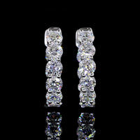 14K White Gold Round Brilliant Huggie Earrings with Prong-Set Lab Diamonds - 1.58 Carats Total Diamond Weight - Covaloro Fine Jewelry