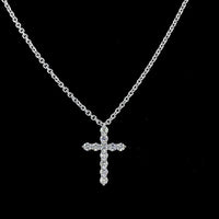 14K White Gold Round Brilliant Lab Diamond Cross Pendant - 0.62 Carats Total Diamond Weight (E-F Color, VS1 Clarity, 11 Prong-Set Stones) - Covaloro Fine Jewelry