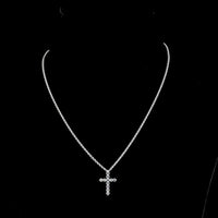 14K White Gold Round Brilliant Lab Diamond Cross Pendant - 0.62 Carats Total Diamond Weight (E-F Color, VS1 Clarity, 11 Prong-Set Stones) - Covaloro Fine Jewelry