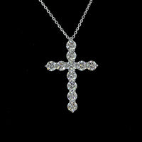 14K White Gold Round Brilliant Lab Diamond Cross Pendant - 1.96 Carat Total Weight with E-F Color VS Clarity - Covaloro Fine Jewelry