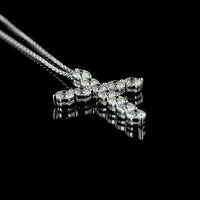 14K White Gold Round Brilliant Lab Diamond Cross Pendant - 1.96 Carat Total Weight with E-F Color VS Clarity - Covaloro Fine Jewelry
