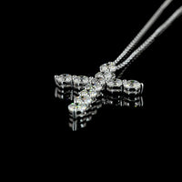 14K White Gold Round Brilliant Lab Diamond Cross Pendant - 1.96 Carat Total Weight with E-F Color VS Clarity - Covaloro Fine Jewelry