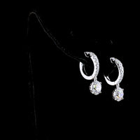 14K White Gold Round Brilliant Lab Diamond Drop Earrings with Hinged Bars - 2.53 Carats Total Diamond Weight - Covaloro Fine Jewelry