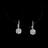 14K White Gold Round Brilliant Lab Diamond Hanging Earrings with Accent Stones - 3.10 Carat Total Diamond Weight - Covaloro Fine Jewelry