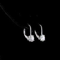14K White Gold Round Brilliant Lab Diamond Hanging Earrings with Accent Stones - 3.10 Carat Total Diamond Weight - Covaloro Fine Jewelry