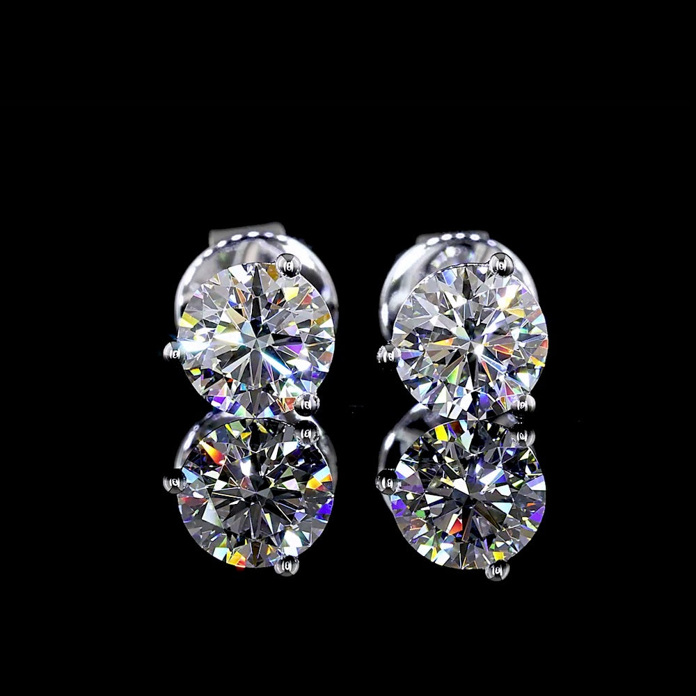 14K White Gold Round Brilliant Lab Diamond Martini Stud Earrings - 0.99 Carats Total Diamond Weight, D VS1 - Covaloro Fine Jewelry
