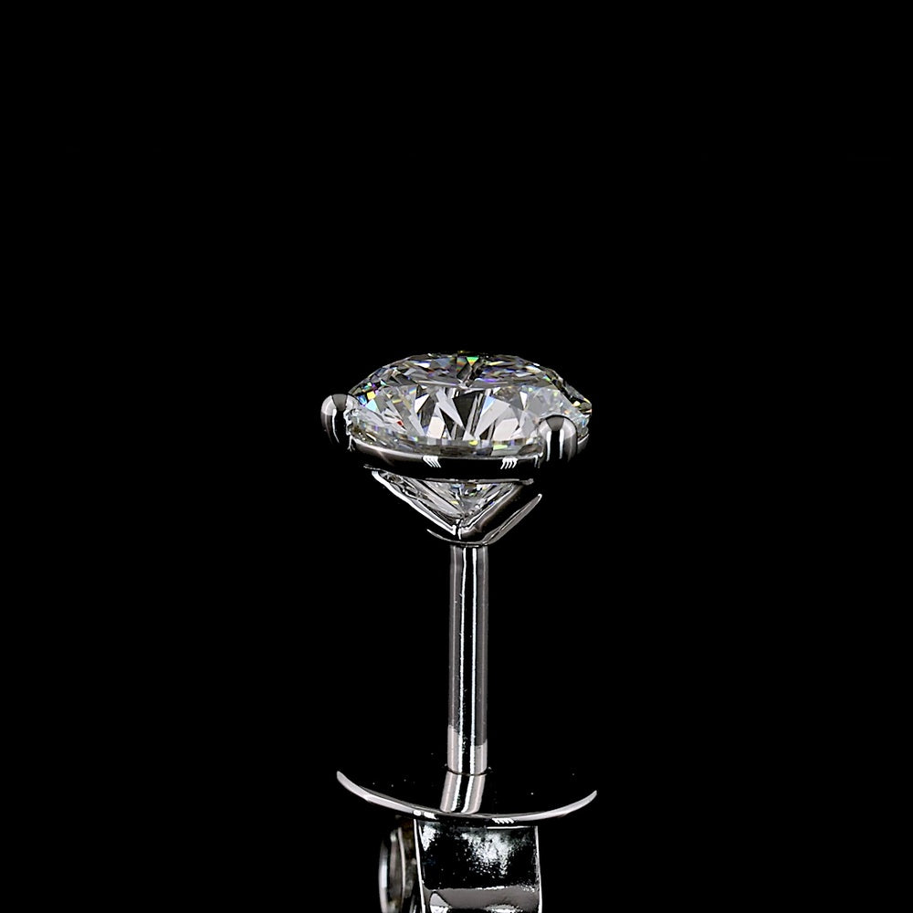14K White Gold Round Brilliant Lab Diamond Martini Stud Earrings - 0.99 Carats Total Diamond Weight, D VS1 - Covaloro Fine Jewelry
