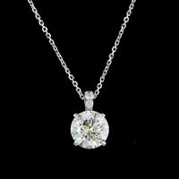 14K White Gold Round Brilliant Lab Diamond Pendant Necklace - 2.15 Carat Total Weight (2.09 Carat Center Stone, E VS2) with Accent Diamonds - Covaloro Fine Jewelry