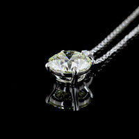 14K White Gold Round Brilliant Lab Diamond Pendant Necklace - 2.15 Carat Total Weight (2.09 Carat Center Stone, E VS2) with Accent Diamonds - Covaloro Fine Jewelry