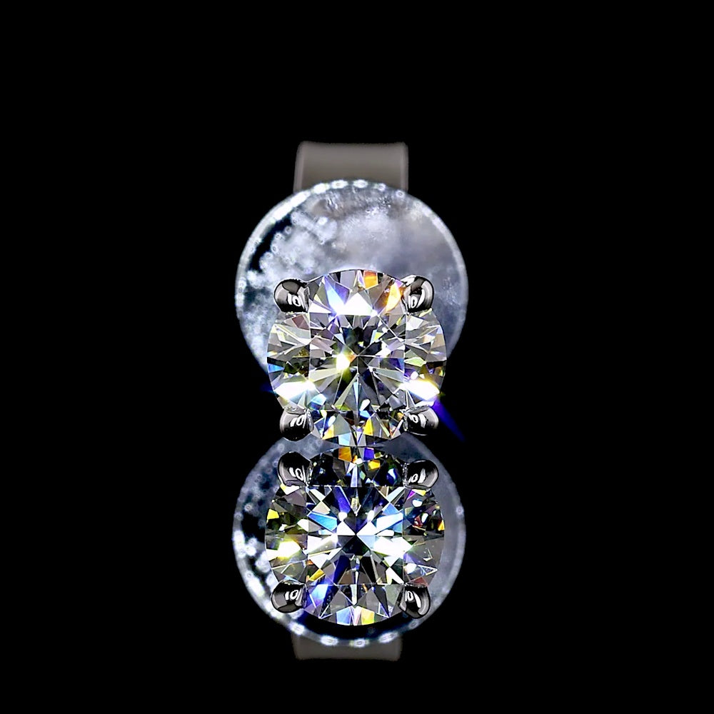 14K White Gold Round Brilliant Lab Diamond Stud Earrings - 0.49 Carat Total Weight, E-F Color, VS Clarity - Covaloro Fine Jewelry