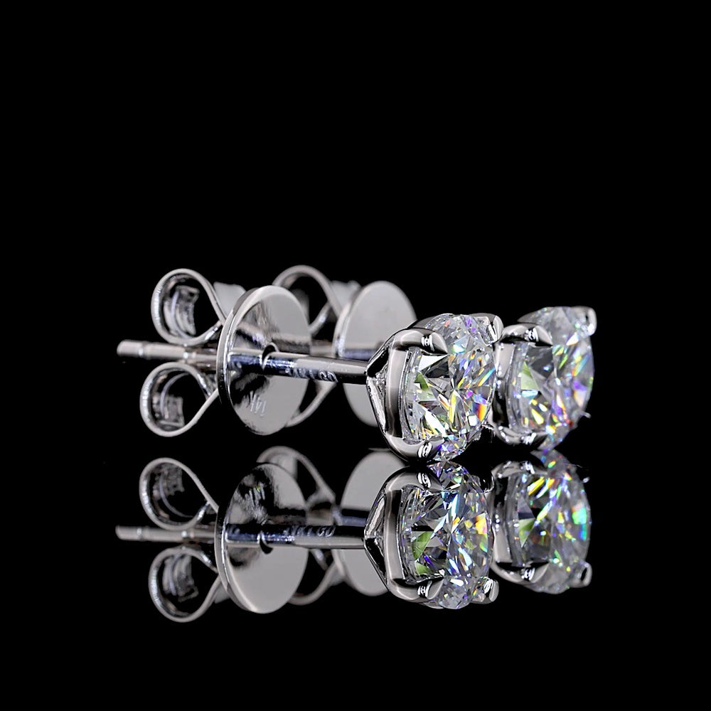 14K White Gold Round Brilliant Lab Diamond Stud Earrings - 0.79 Carat Total Weight (E-F Color, VS2 Clarity) - Covaloro Fine Jewelry