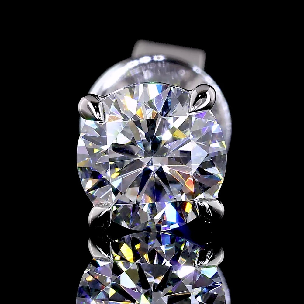14K White Gold Round Brilliant Lab Diamond Stud Earrings - 0.79 Carat Total Weight (E-F Color, VS2 Clarity) - Covaloro Fine Jewelry