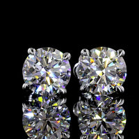 14K White Gold Round Brilliant Lab Diamond Stud Earrings - 4.12 Carats Total Diamond Weight, D VVS2 IGI Certified - Covaloro Fine Jewelry